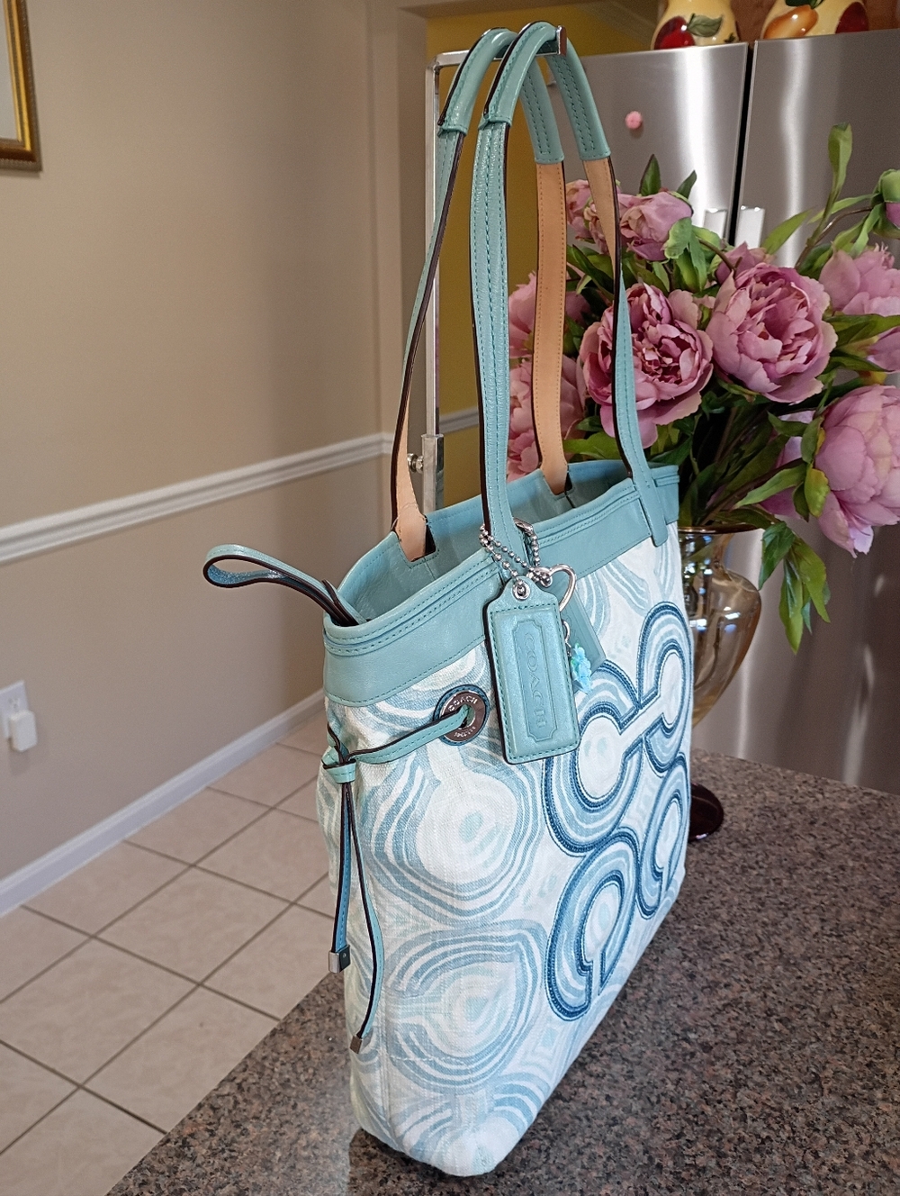 NWT Coach Audrey Signatute Op Art Swirl Tote - Picture 16 of 17